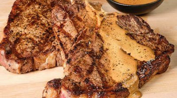 Grilled T-Bone & Ancho Whiskey Sauce