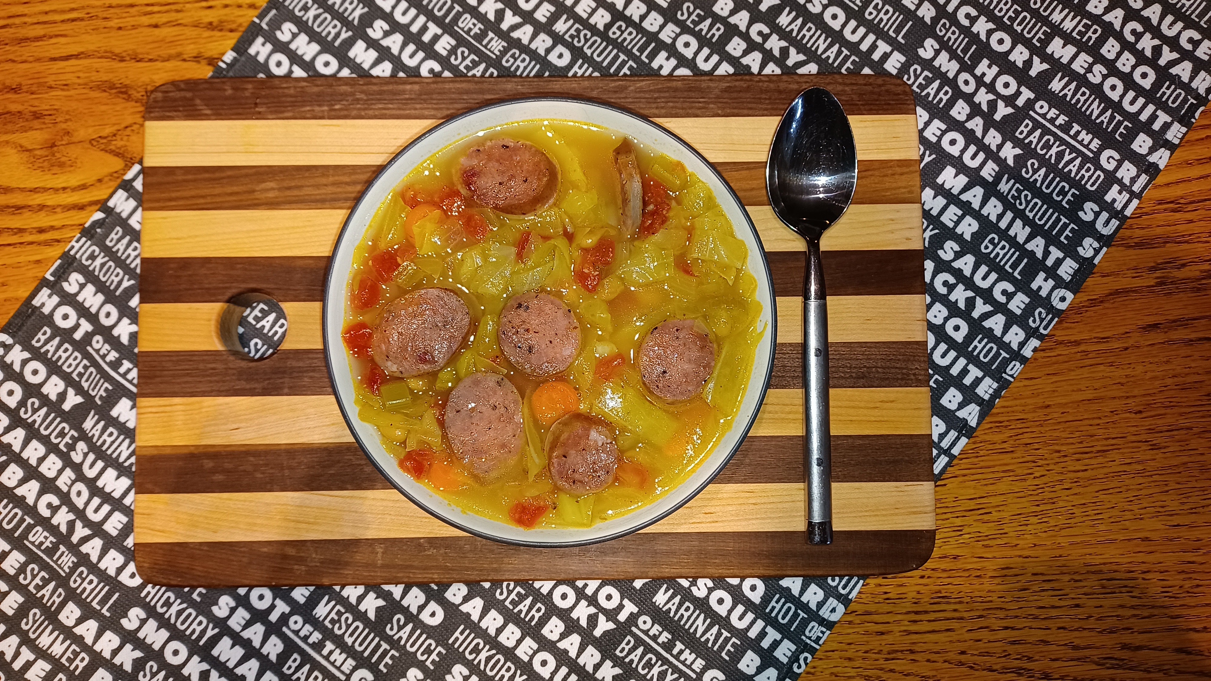 Kielbasa recipe for making sausage soup from the Barbecue At Home Recipe collection